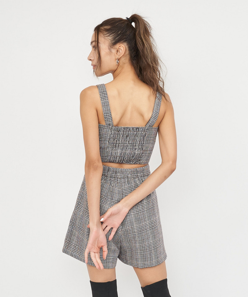 チェック柄パイピングビスチェ 詳細画像 ブラウン 4