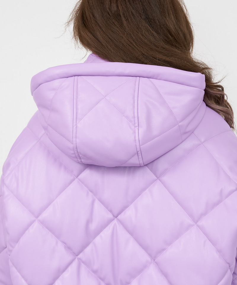 レザーライクキルティング中綿ショートジャケット  詳細画像 パープル 11