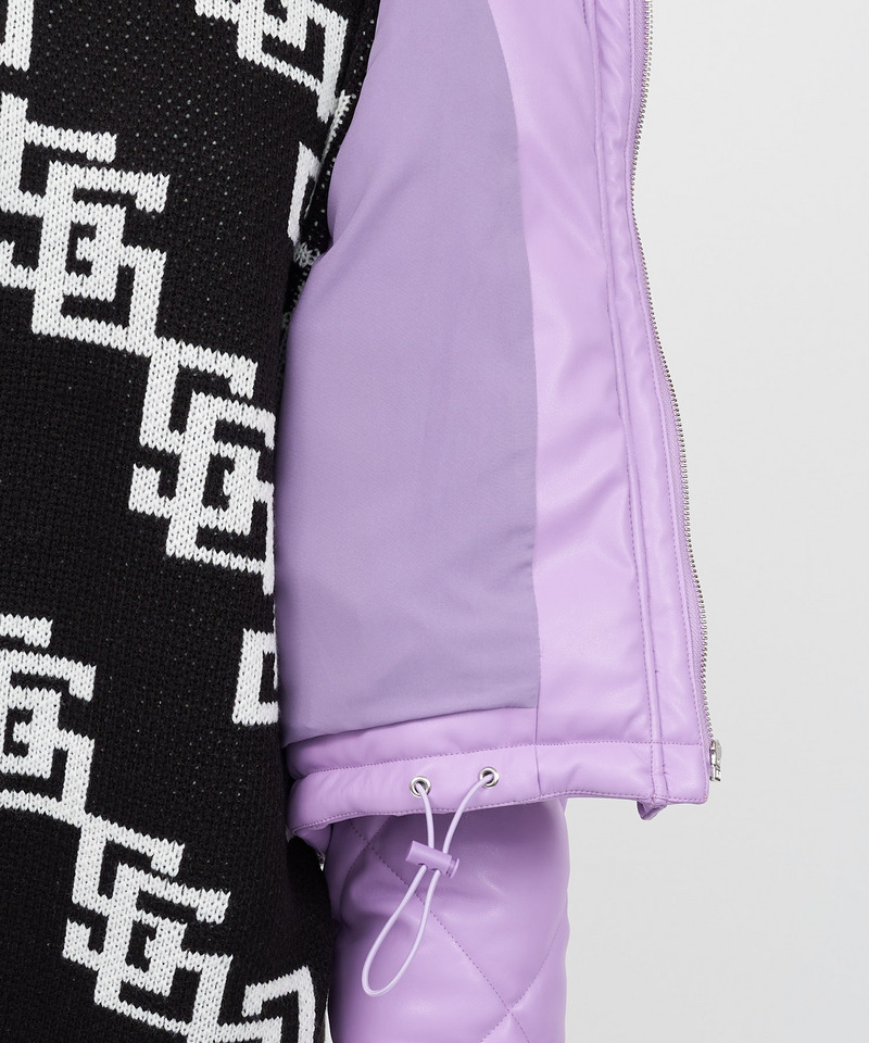 レザーライクキルティング中綿ショートジャケット  詳細画像 パープル 13