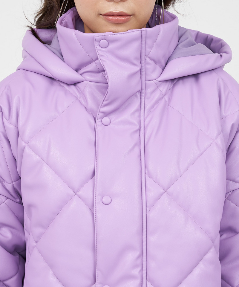 レザーライクキルティング中綿ショートジャケット  詳細画像 パープル 9