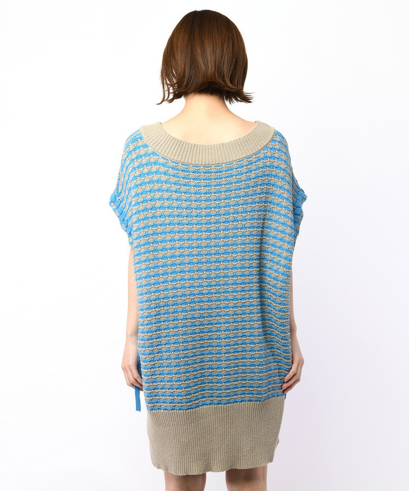ソリッドボーダーステッチチュニックニット 詳細画像 ブルー系 9