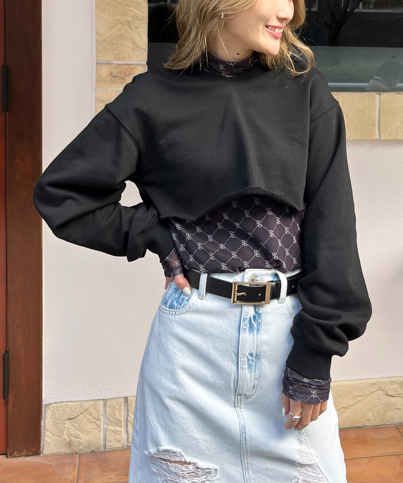 チュールレイヤードコンパクトパーカー 詳細画像 ブラック 1