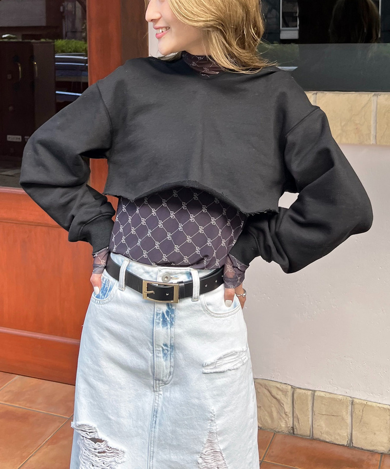 チュールレイヤードコンパクトパーカー 詳細画像 ブラック 2