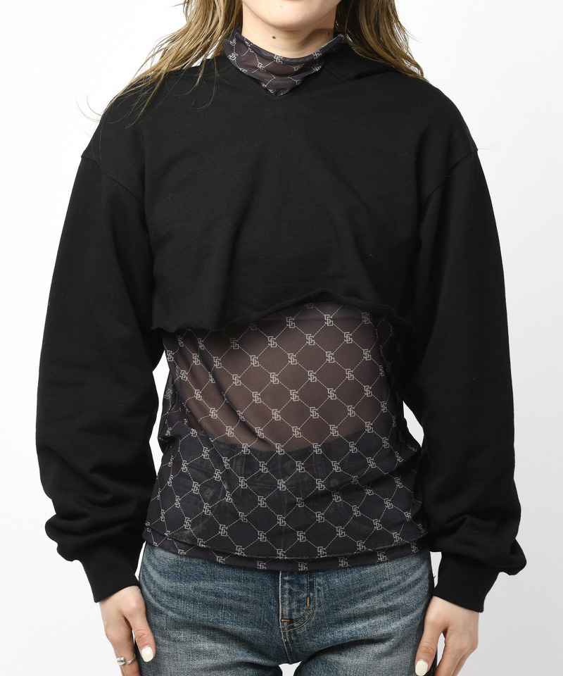 チュールレイヤードコンパクトパーカー 詳細画像 ブラック 4