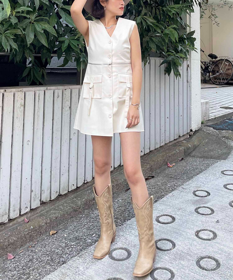 2wayレザーライクベストワンピース 詳細画像 ホワイト 3