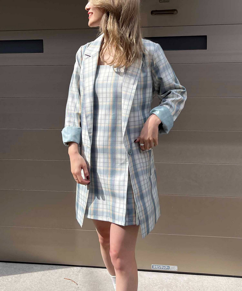 フェイクスリットキャミワンピース 詳細画像 ブルー系 3