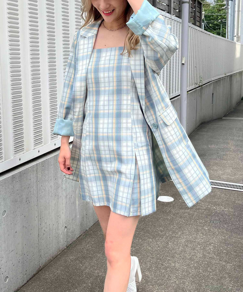 フェイクスリットキャミワンピース 詳細画像 ブルー系 6