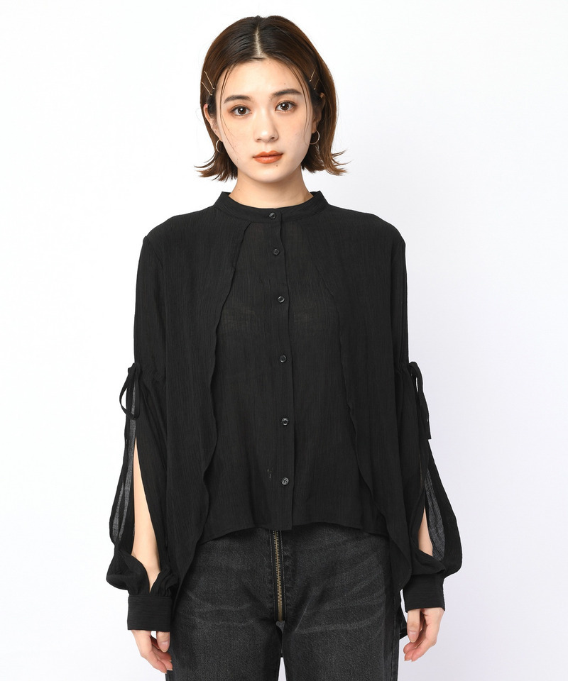 楊柳デザインブラウス 詳細画像 ブラック 9