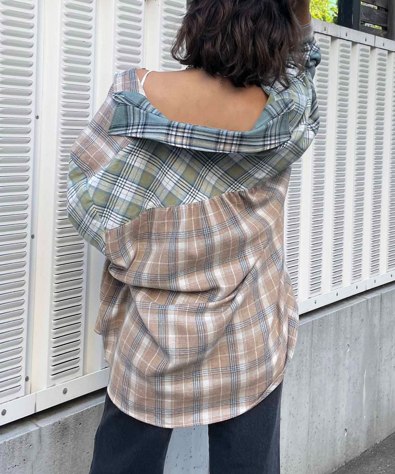 ミックスチェックシャツ 詳細画像 グリーン系 13