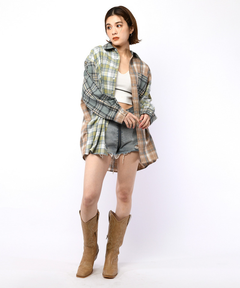 ミックスチェックシャツ 詳細画像 グリーン系 5