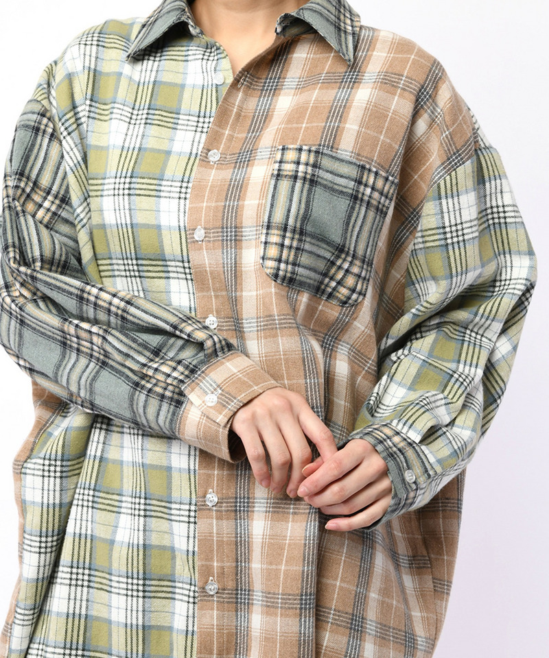 ミックスチェックシャツ 詳細画像 グリーン系 9