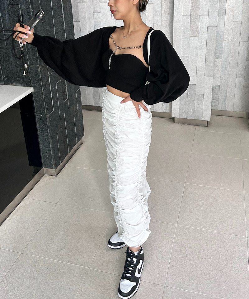 ギャザータイトスカート 詳細画像 ホワイト 2