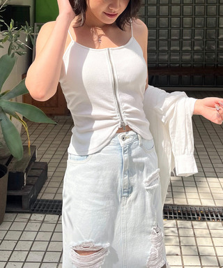 パット付きフロントZIPキャミソール