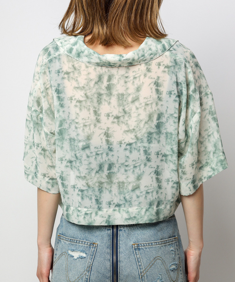 マーブルパターンシアーショートシャツ 詳細画像 グリーン系 8