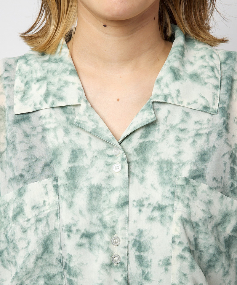マーブルパターンシアーショートシャツ 詳細画像 グリーン系 9
