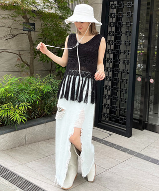 クロシェフリンジトップス