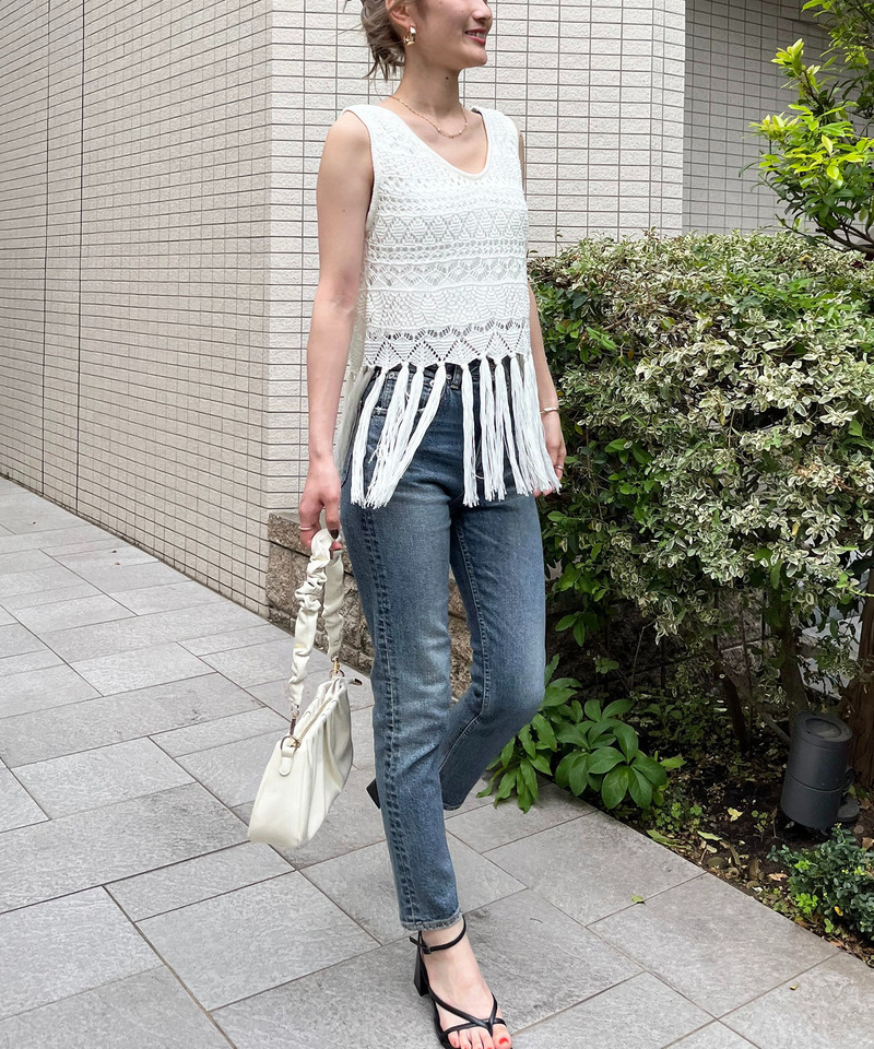 クロシェフリンジトップス 詳細画像 ホワイト 2