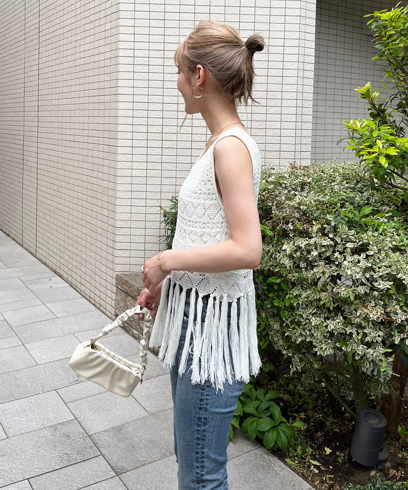 クロシェフリンジトップス 詳細画像 ホワイト 3