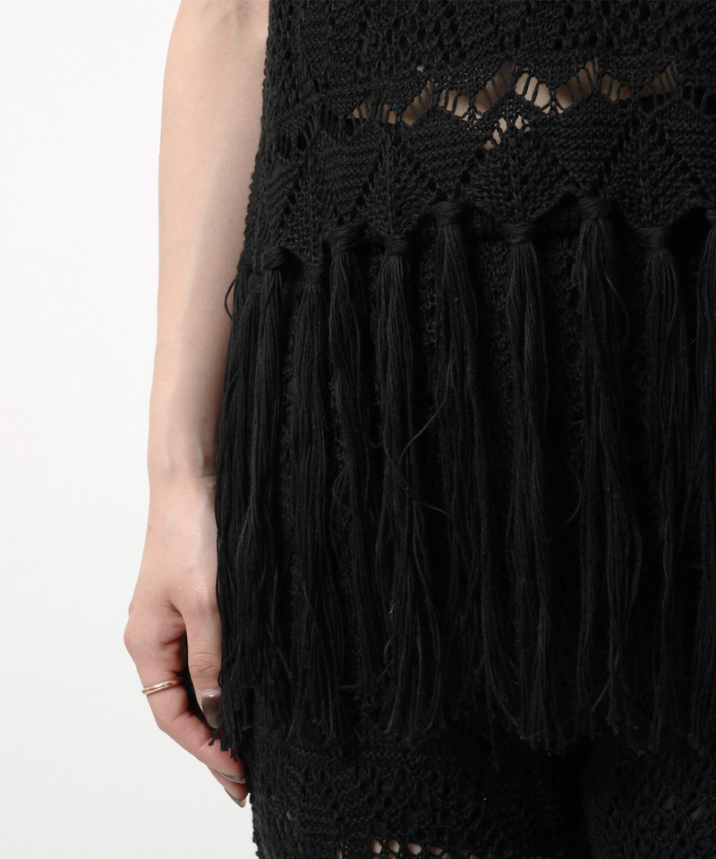 クロシェフリンジトップス 詳細画像 ブラック 9