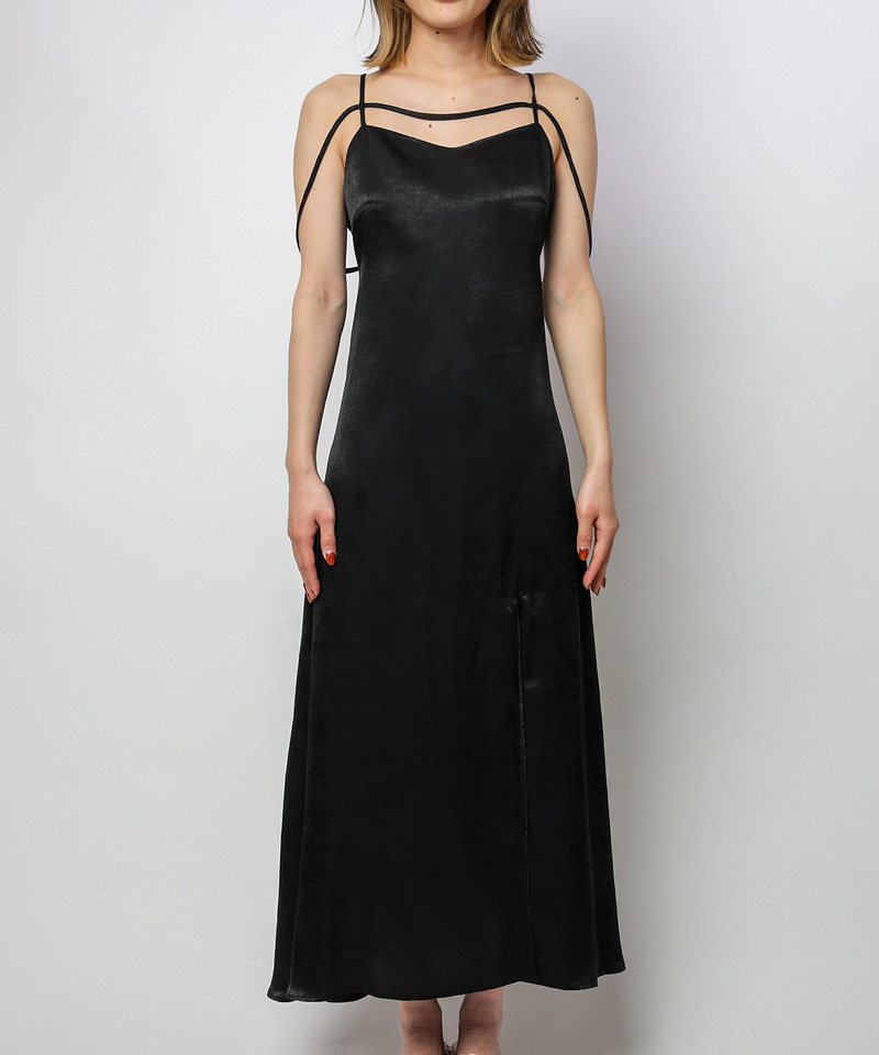 ヴィンテージサテンストラップマキシキャミワンピース 詳細画像 ブラック 7
