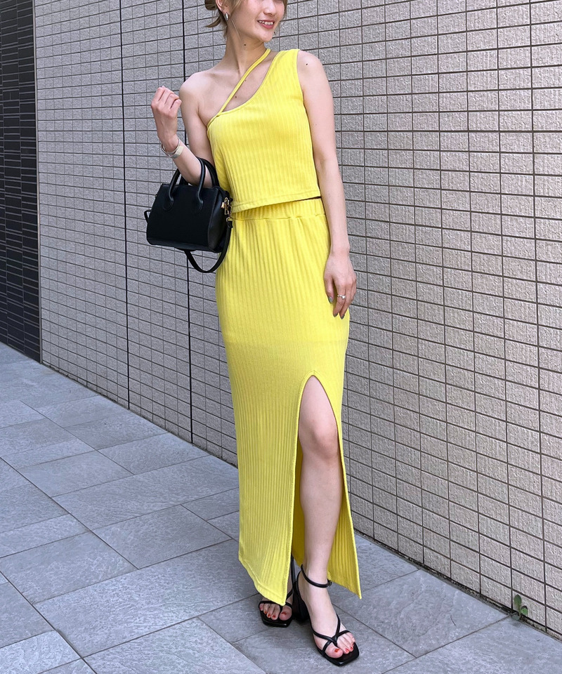 アシメリブタンクトップ 詳細画像 イエロー 4