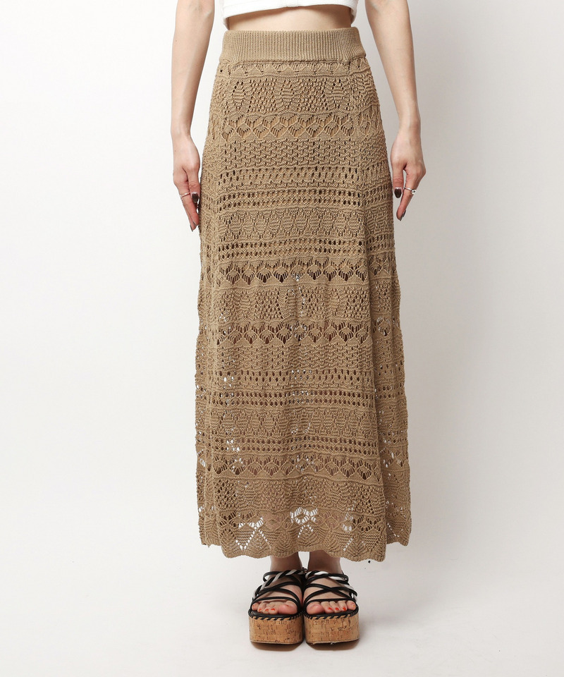 クロシェスリットスカート 詳細画像 ブラウン 3
