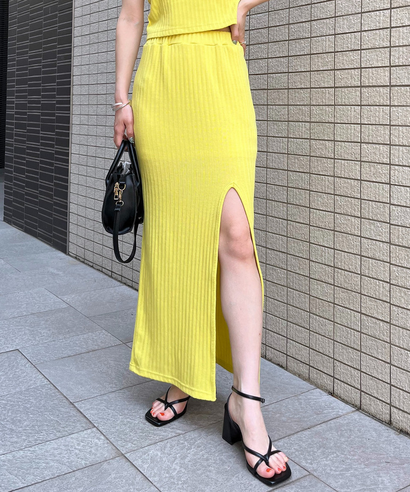 スリットリブスカート 詳細画像 イエロー 1