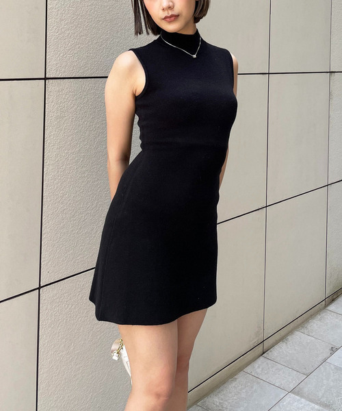 プチハイフレアミラノリブニットワンピース 詳細画像