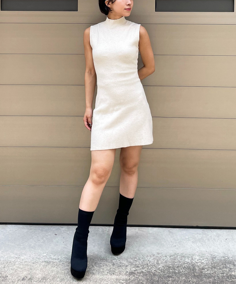 プチハイフレアミラノリブニットワンピース 詳細画像 オフホワイト 2