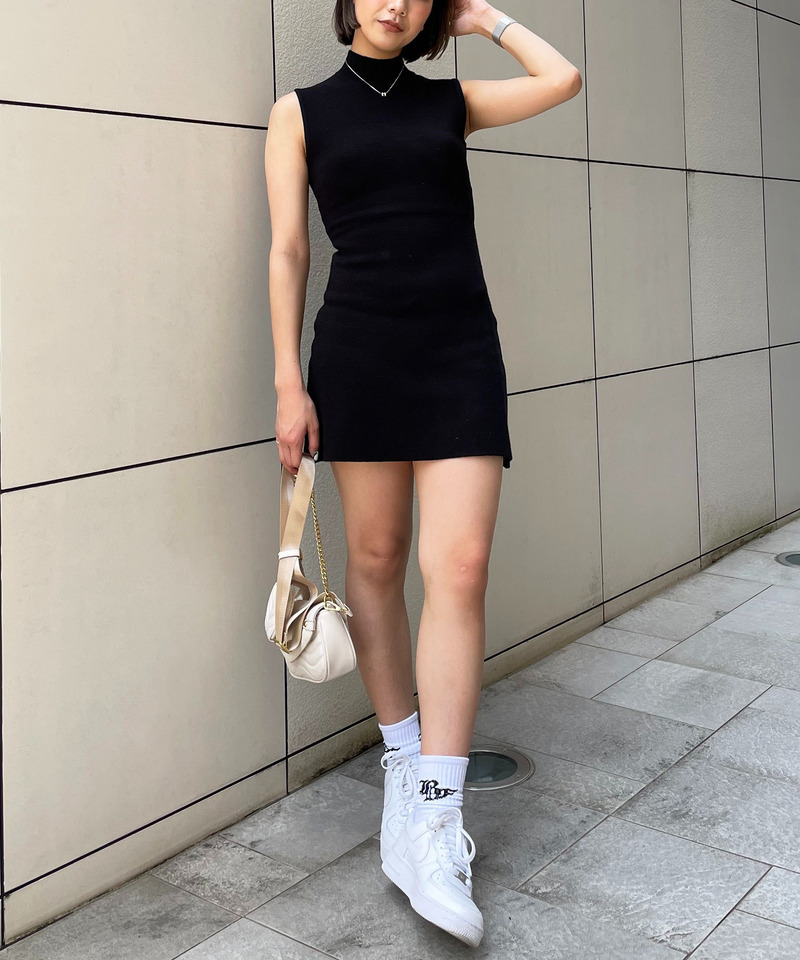 プチハイフレアミラノリブニットワンピース 詳細画像 ブラック 4