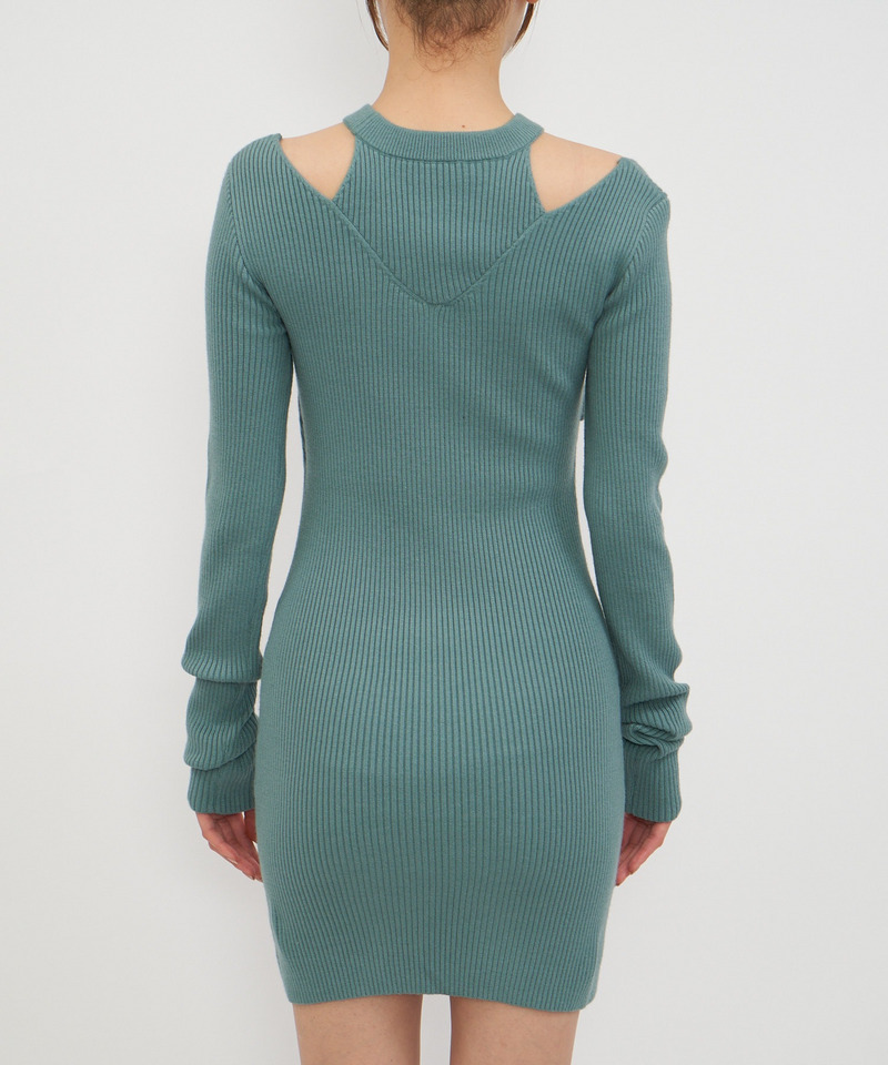 カシュクールレイヤードタイトリブワンピース 詳細画像 グリーン 8