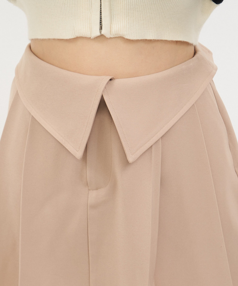 ウエスト折り返しプリーツミニスカート 詳細画像 ベージュ 10