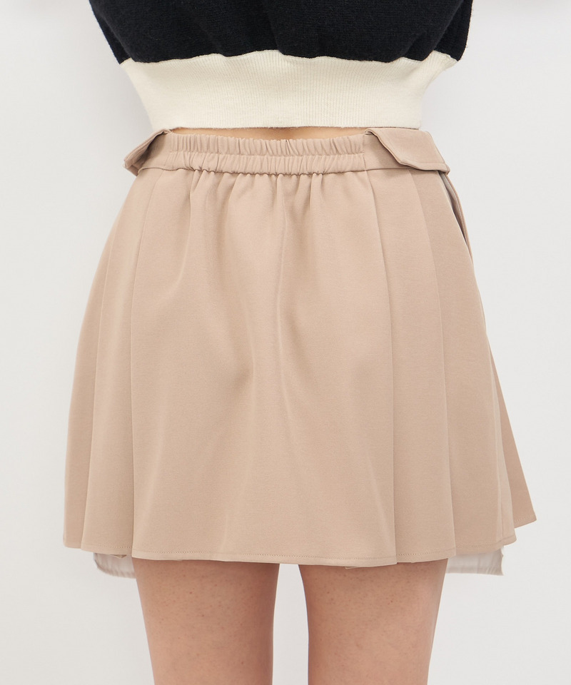ウエスト折り返しプリーツミニスカート 詳細画像 ベージュ 9