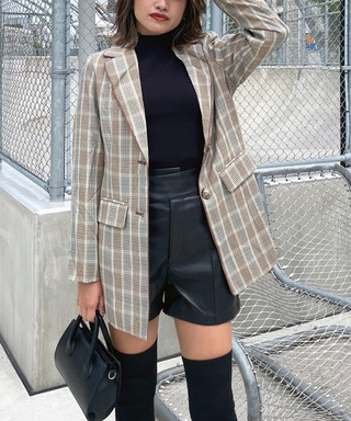 チェック柄パイピングテーラージャケット