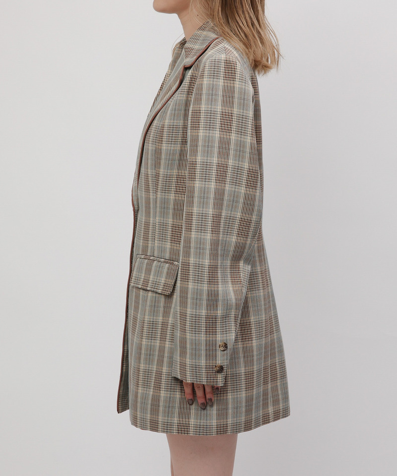 チェック柄パイピングテーラージャケット 詳細画像 ベージュ系 6