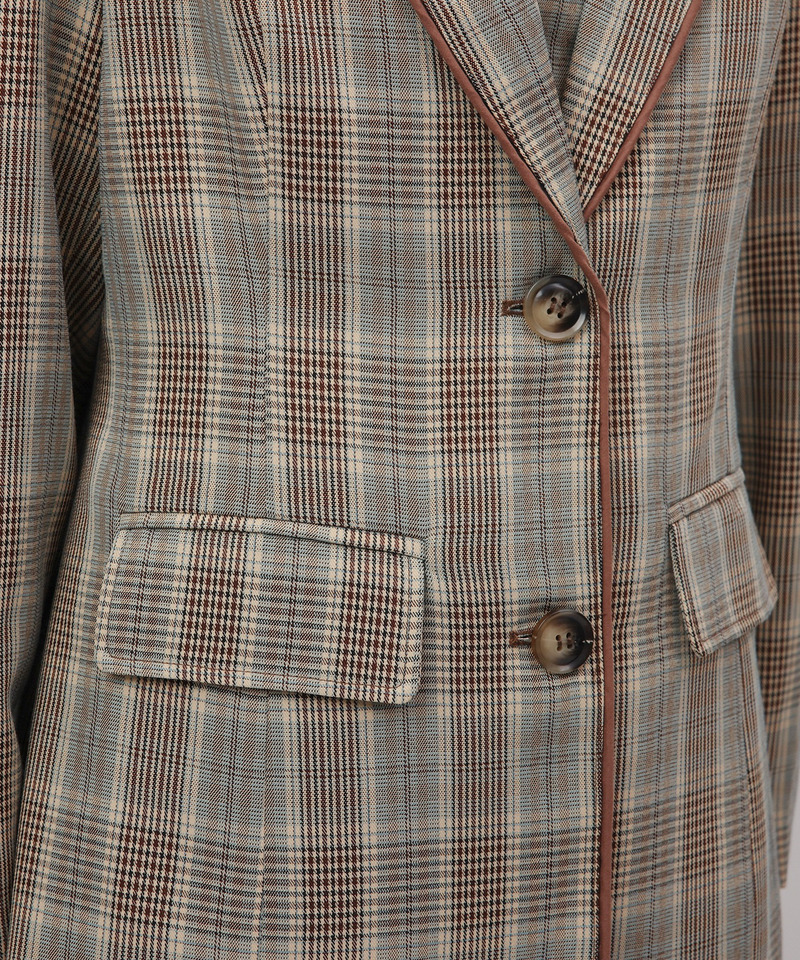 チェック柄パイピングテーラージャケット 詳細画像 ベージュ系 9