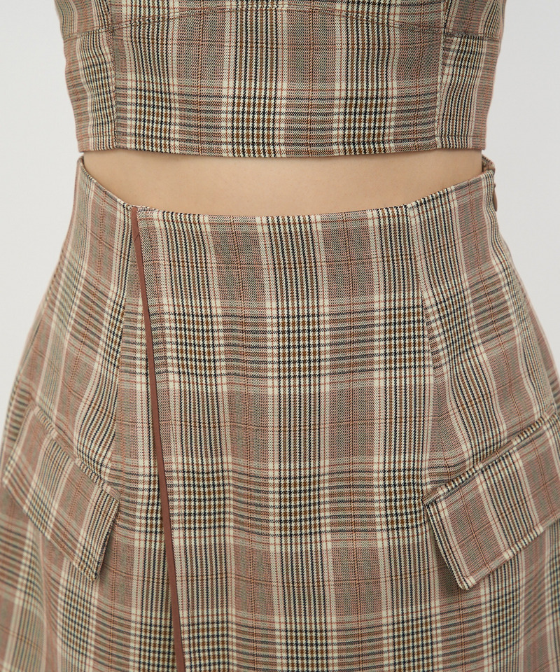 チェック柄ラップ風パイピングスカート 詳細画像 ピンク系 7