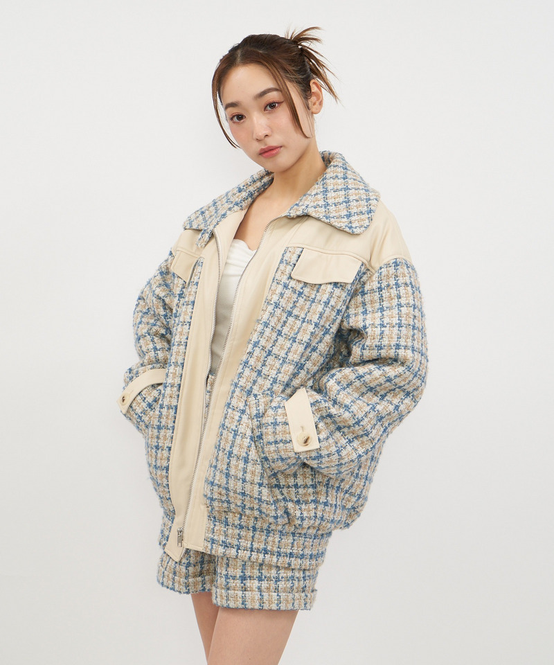 ツイードミックスビックカラーオーバージャケット 詳細画像 ホワイト系 4