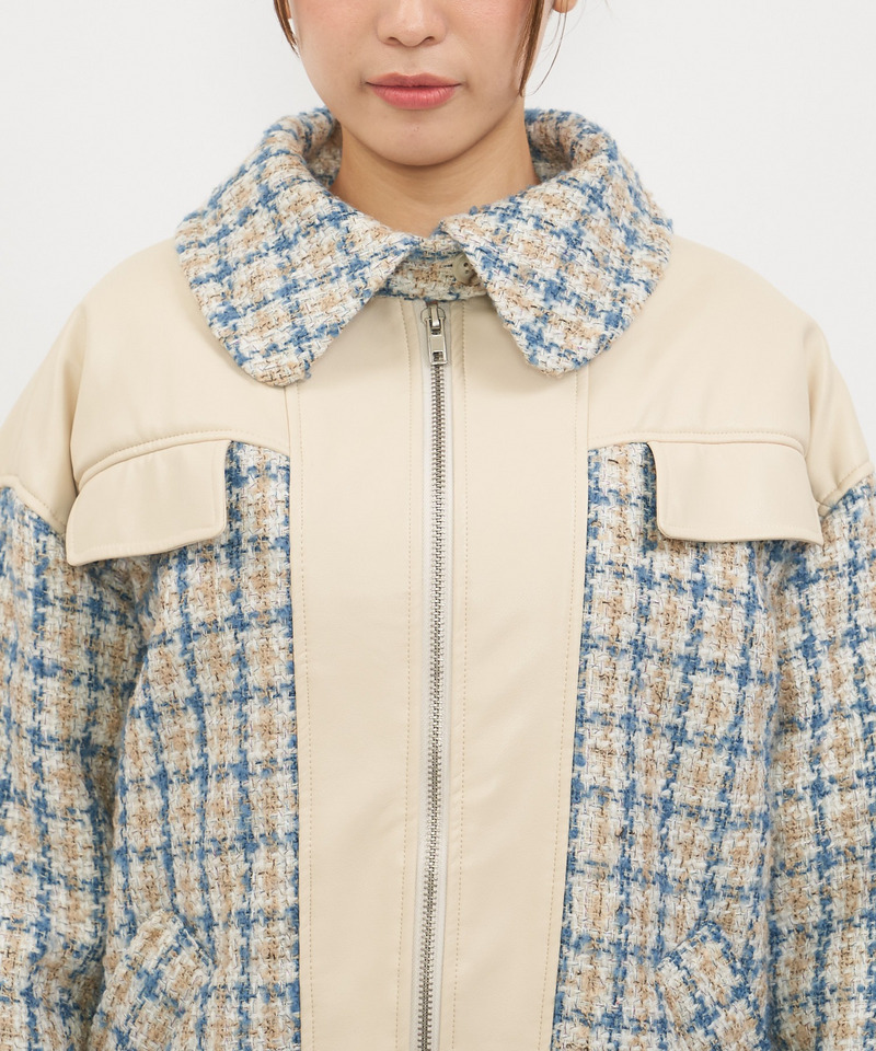 ツイードミックスビックカラーオーバージャケット 詳細画像 ホワイト系 8