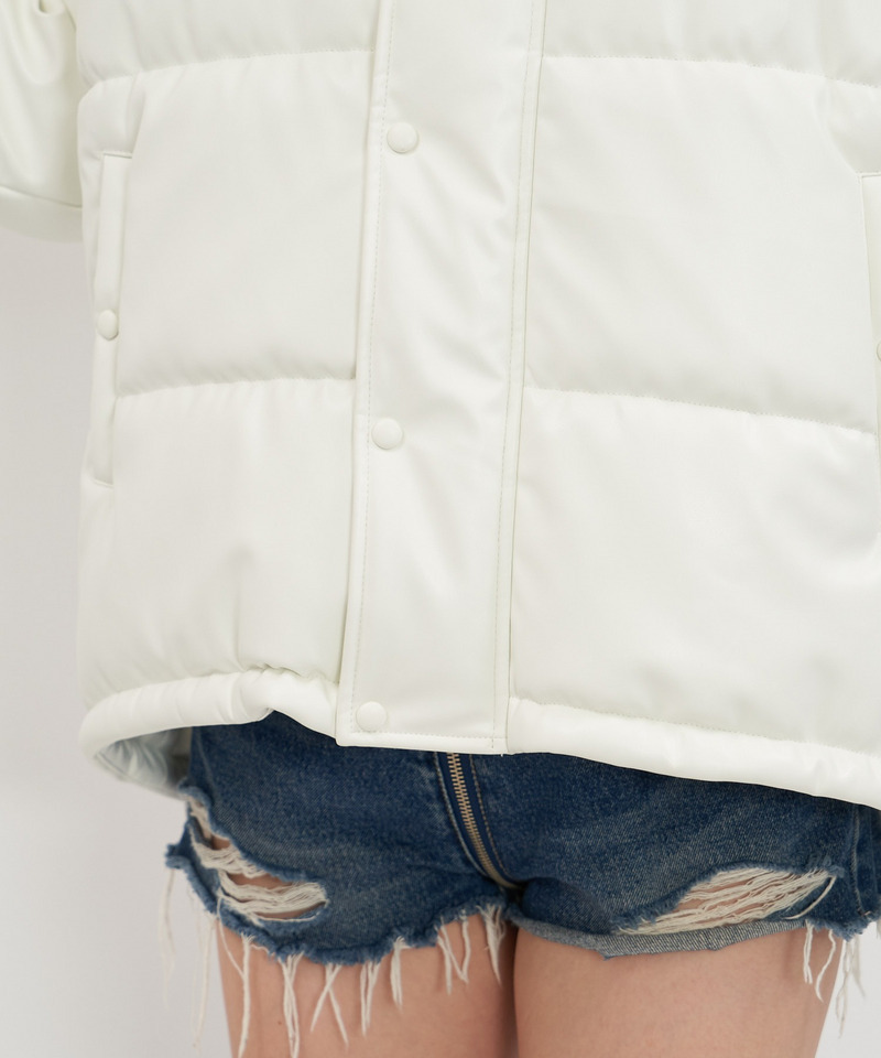 レザーライク切替え中綿オーバージャケット  詳細画像 ホワイト 11