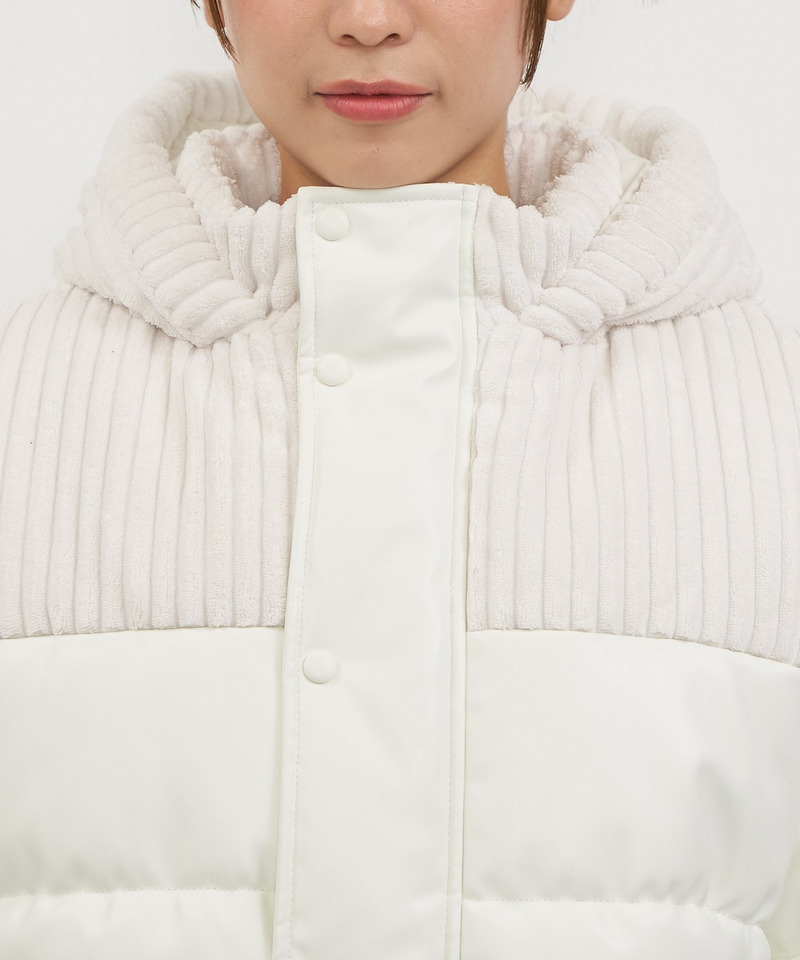 レザーライク切替え中綿オーバージャケット  詳細画像 ホワイト 8