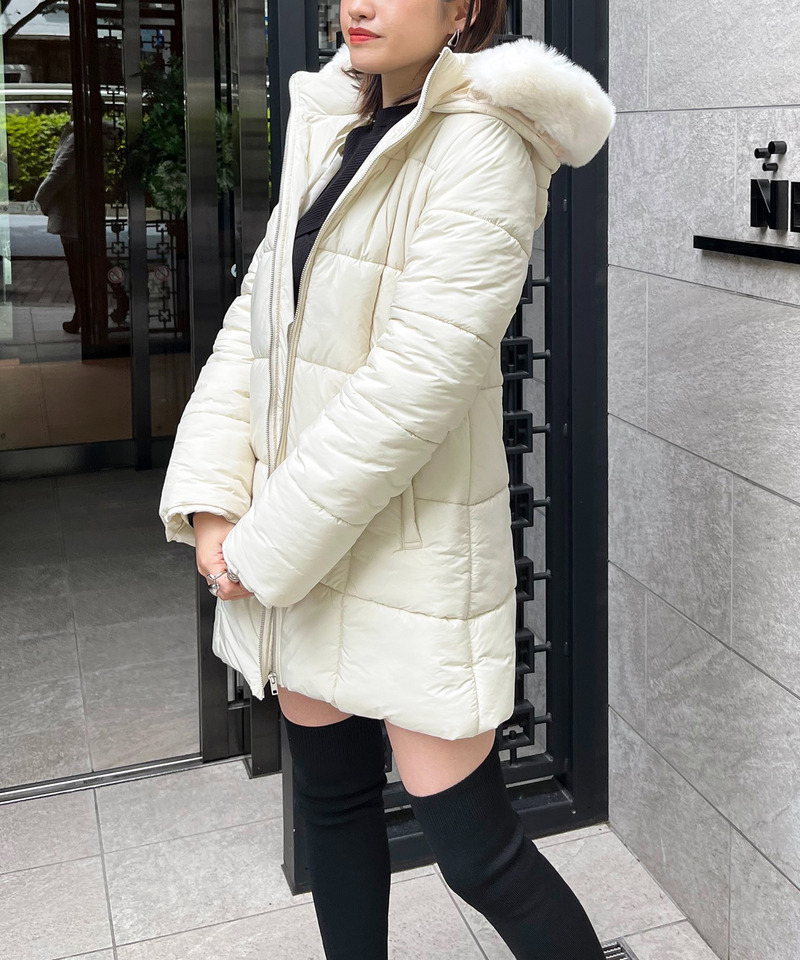 フード付き中綿ロングコート 詳細画像 ホワイト 5