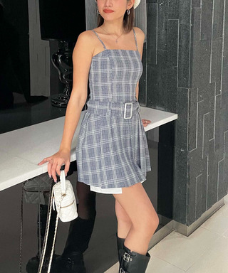 ウエストマークプリーツミニワンピース