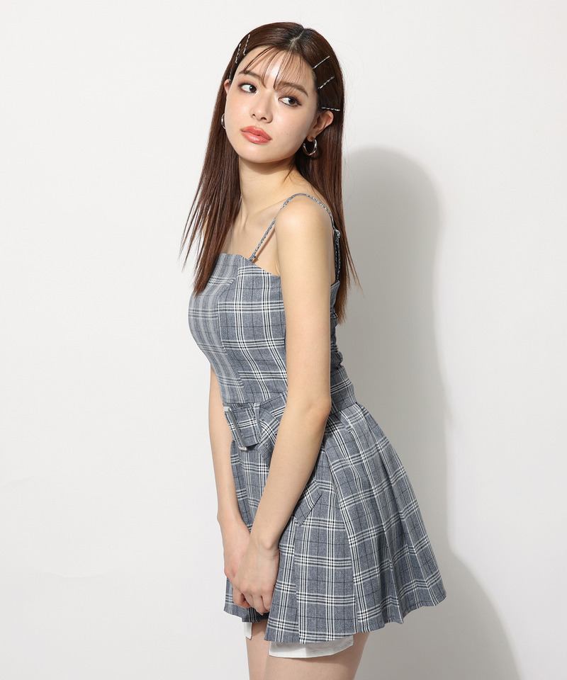 ウエストマークプリーツミニワンピース 詳細画像 チェック 2