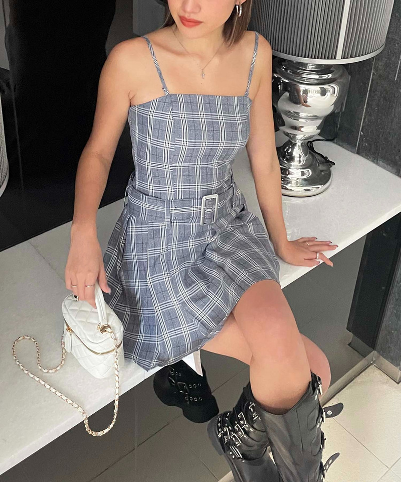 ウエストマークプリーツミニワンピース 詳細画像 チェック 6