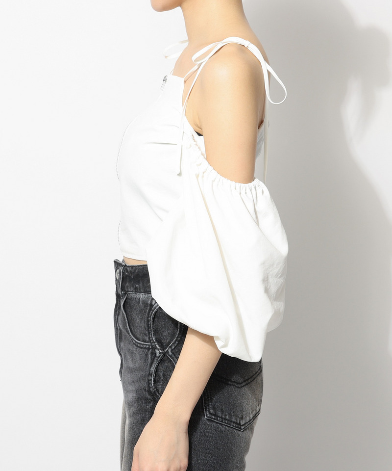 オープンショルダーフロントZIPブラウス 詳細画像 ドット 8