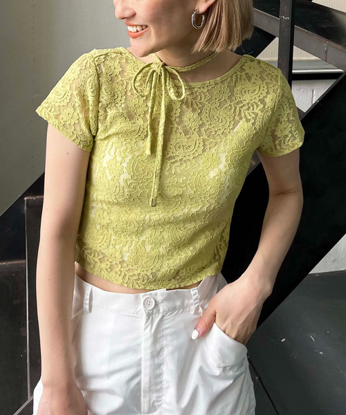 2WAYリボンレーストップス 詳細画像