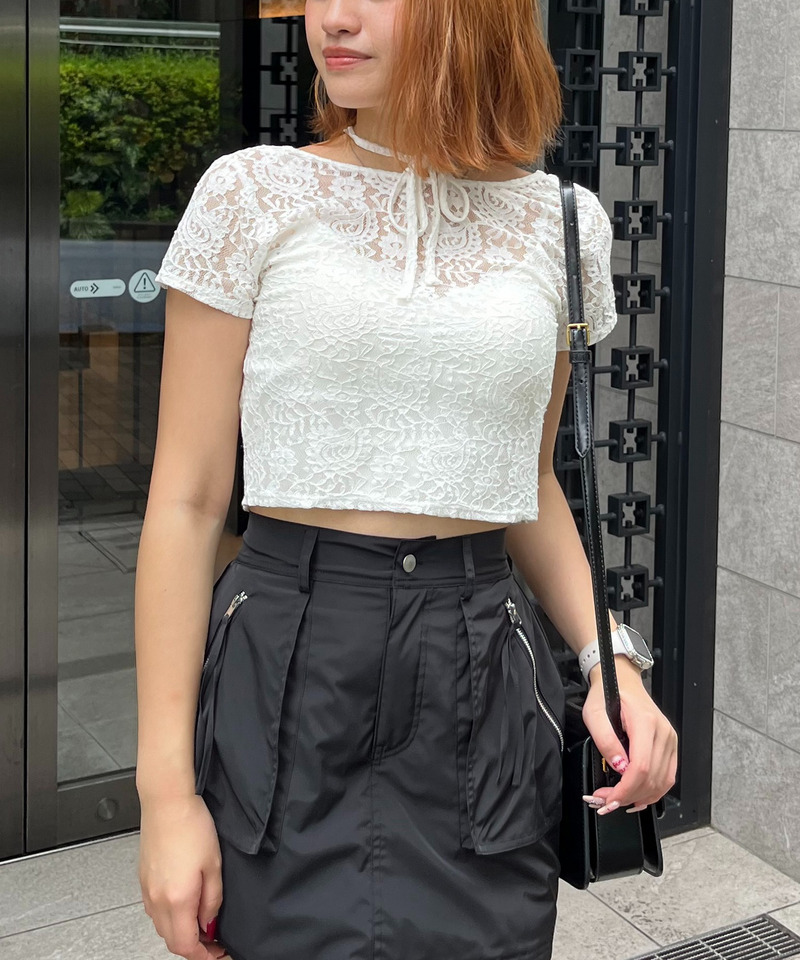 2WAYリボンレーストップス 詳細画像 ホワイト 2