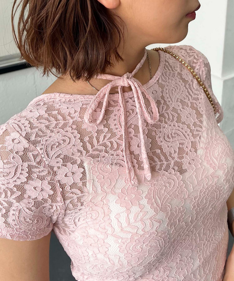 2WAYリボンレーストップス 詳細画像 ピンク 3