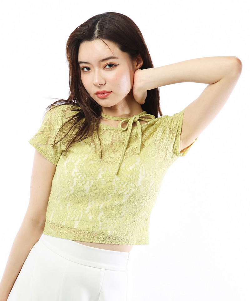 2WAYリボンレーストップス 詳細画像 グリーン 3